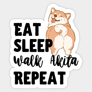 Eat Sleep Walk Akita Repeat Sticker